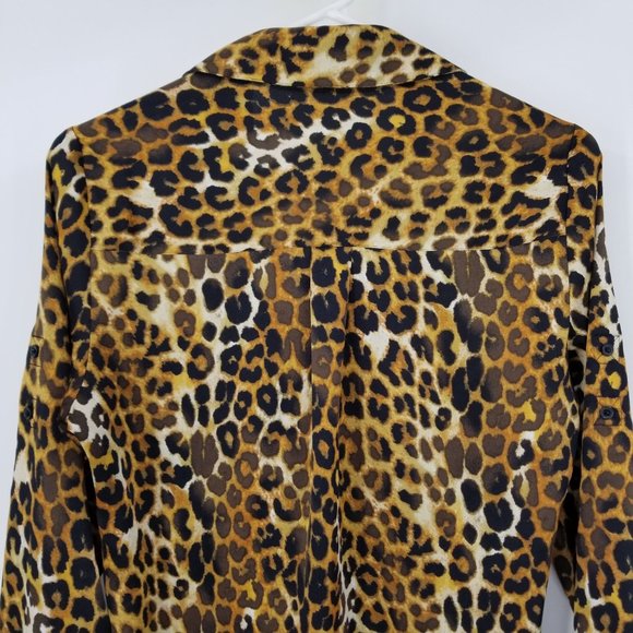 Express Long Sleeved Women's Collared Button Front Blouse Shirt Size Small - Picture 7 of 12